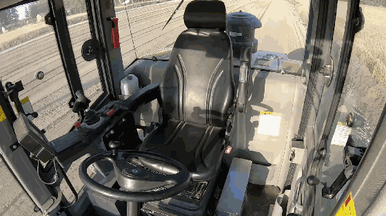 GIF of large XCMG teleoperation driverless road roller.