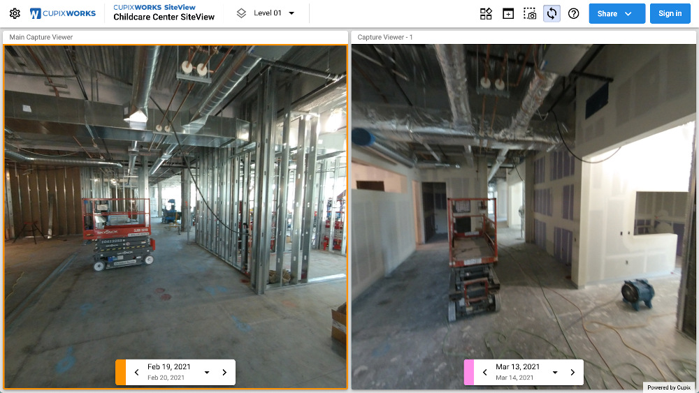 Side-by-side comparison of Cupix 3D digital twins