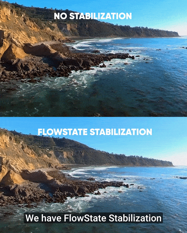 Comparing footage with and without FlowState Stabilization shot on Insta360 Sphere.