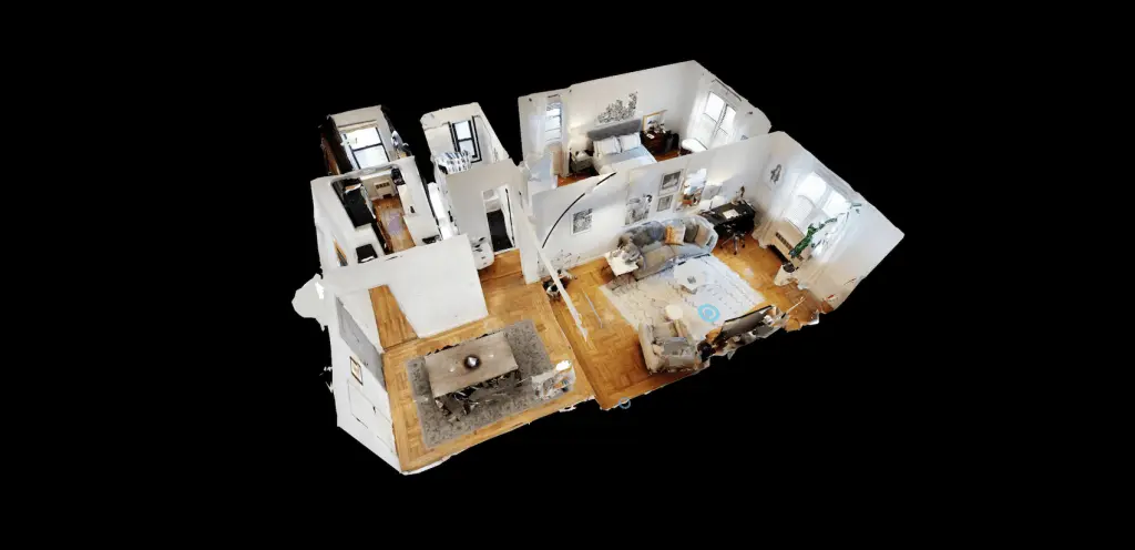 Ein 3D-Modell einer Wohnung, erstellt mit der Matterport-Software