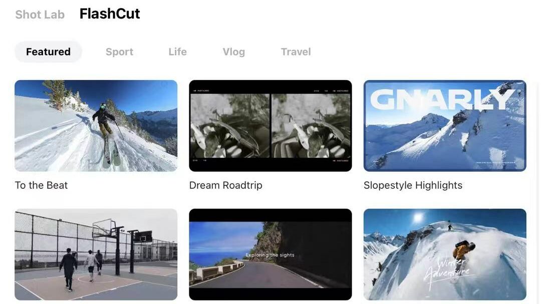 Insta360 App FlashCut Vorlagen