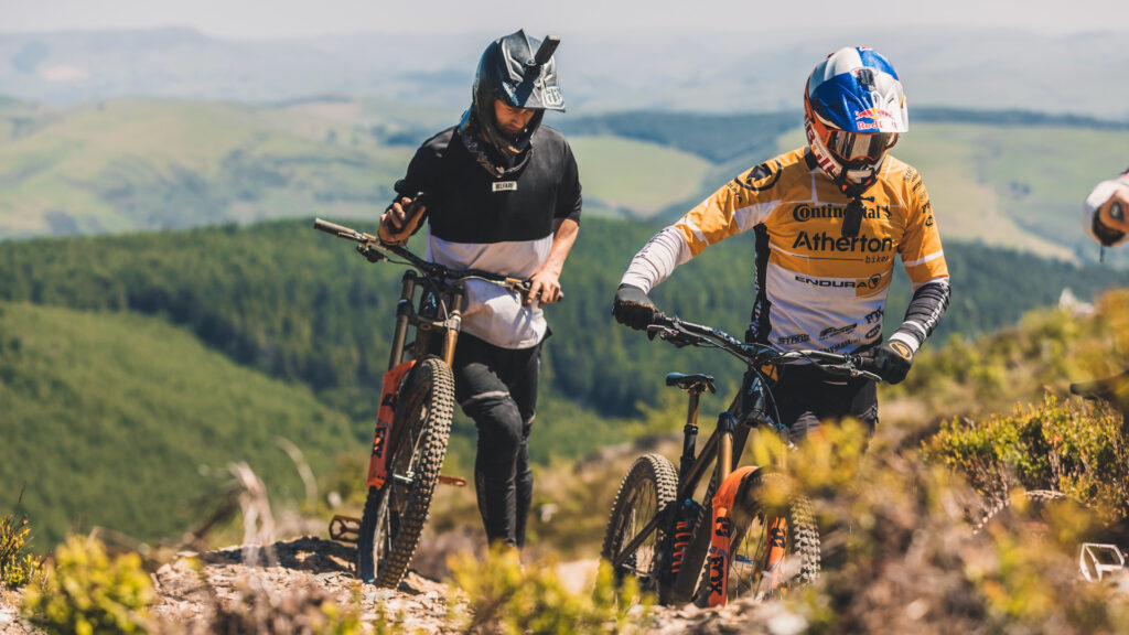 Dan and Gee Atherton riding the new FlowState trail together.