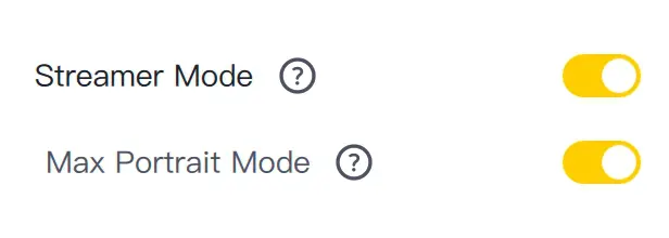 The options in the Insta360 app to toggle on and off Max Portrait mode