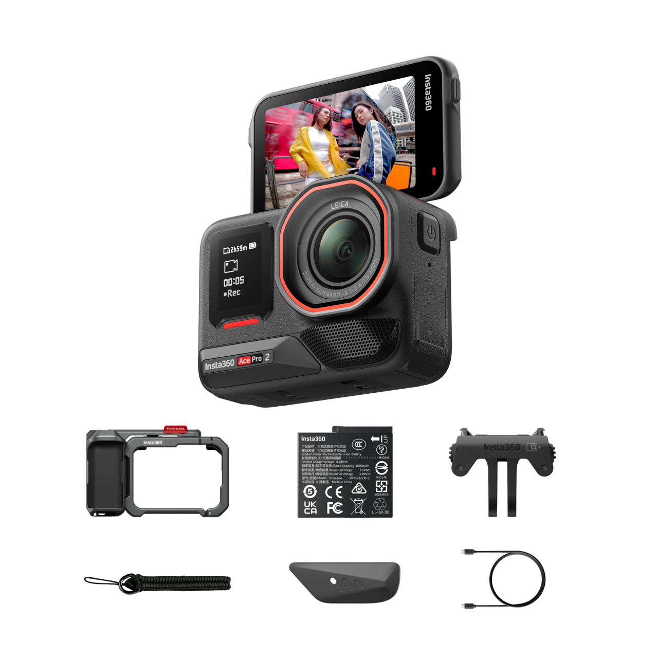 Insta360 Ace Pro 2 Pack Xplorer (Grigio ardesia) || Nero Notte || Batteria singola