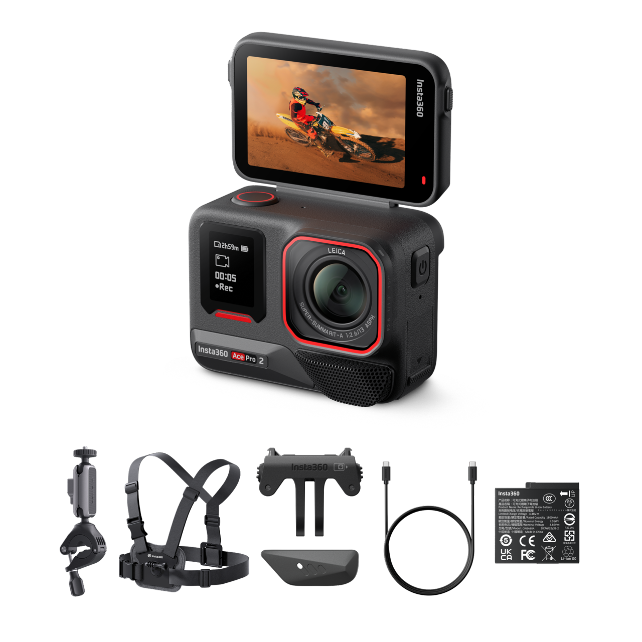 Insta360 Ace Pro 2 Pack Bici || Nero Notte || Batteria singola