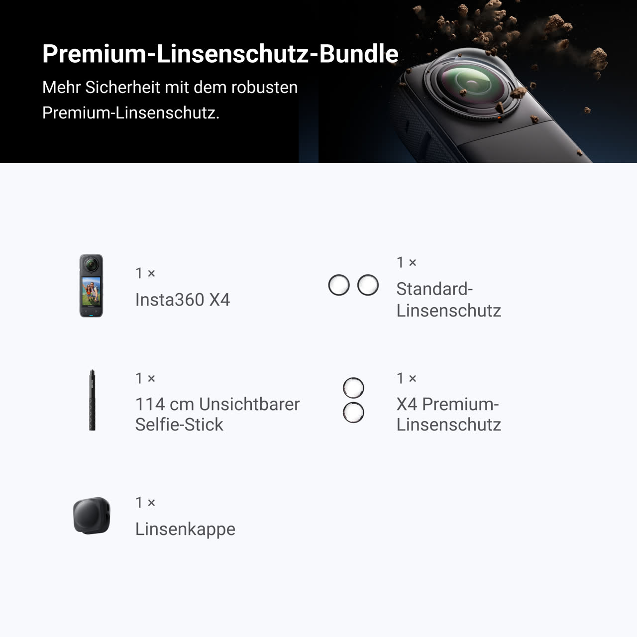 Insta360 X4 Ausdauer-Bundle - 8K 360° Action Cam Mit Unsichtbarem Selfie-Stick, Wasserdicht Bis 10m