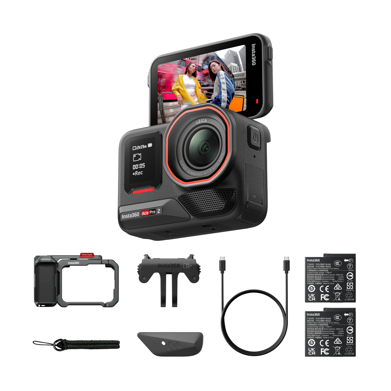 Insta360 Ace Pro 2 Pack Xplorer (Grigio ardesia) || Nero Notte || Doppia batteria