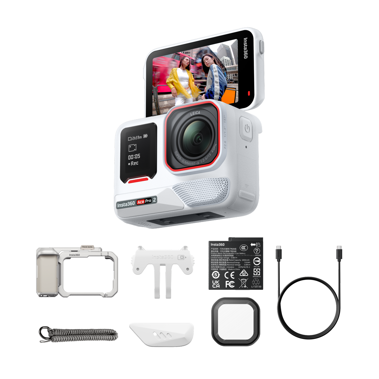 Insta360 Ace Pro 2 Paquete retro || Blanco ártico || Una batería