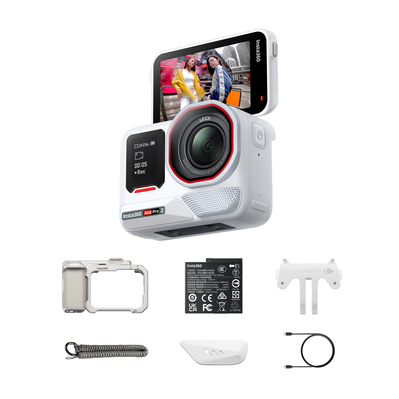 Insta360 Ace Pro 2 Paquete Xplorer || Blanco ártico || Una batería