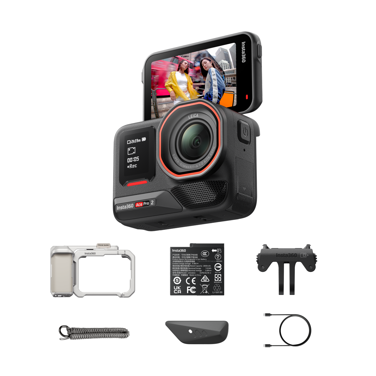 Insta360 Ace Pro 2 Paquete Xplorer (Plata luz de luna) || Negro medianoche || Una batería