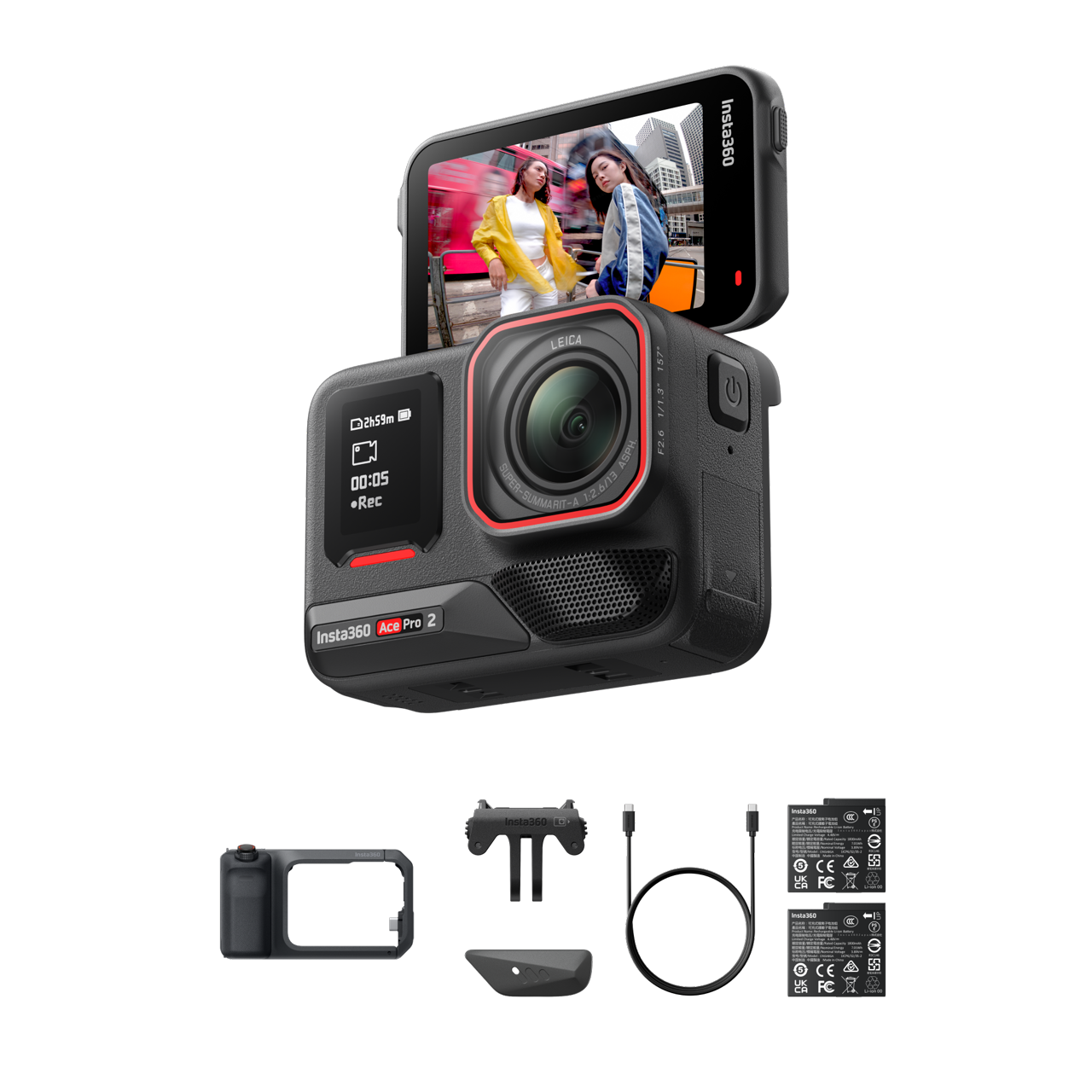 Insta360 Ace Pro 2 Paquete Xplorer profesional || Negro medianoche || Doble batería