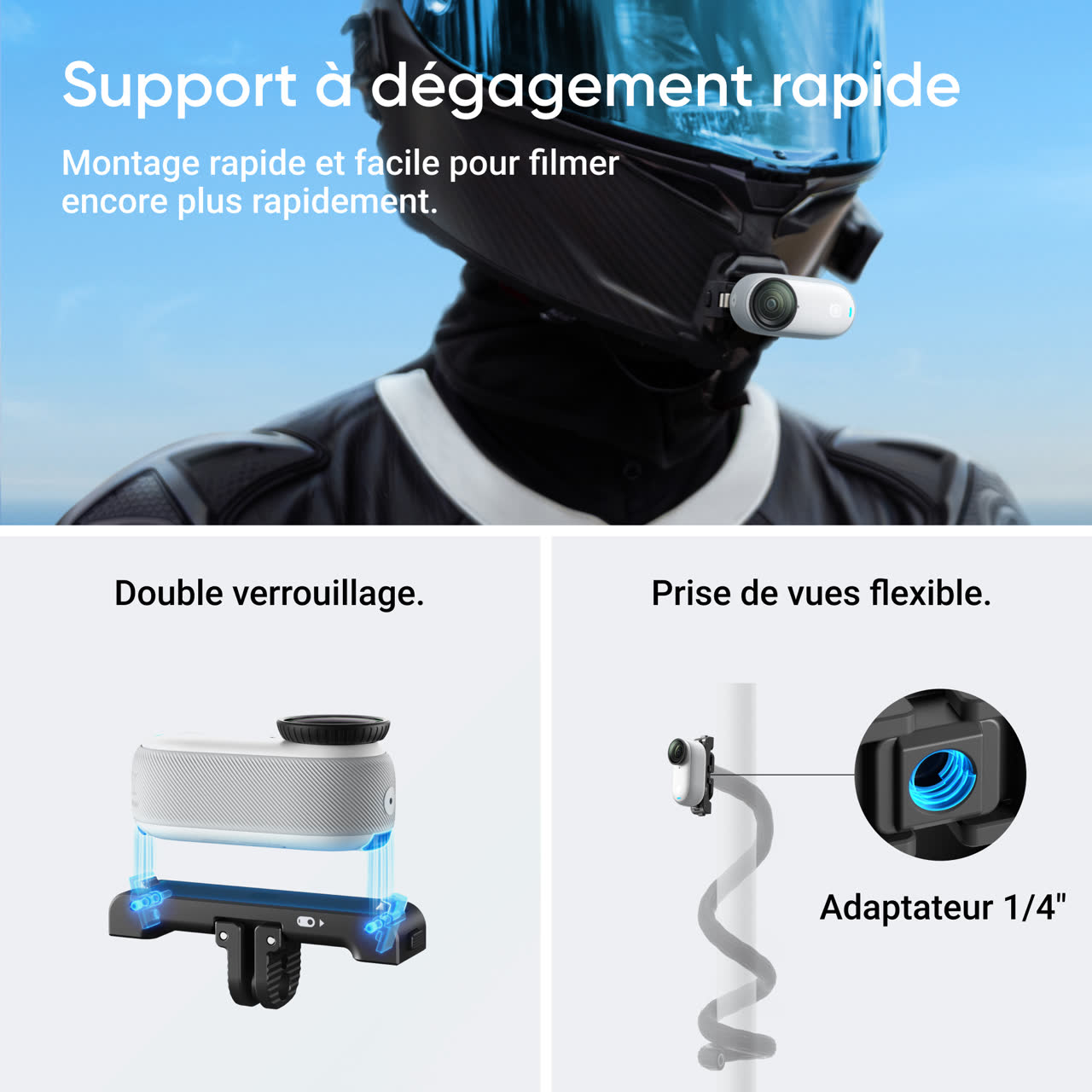 Caméra Insta360 GO 3S Blanc 64GB - 4K, Mini Caméra POV, Étanche, Stabilisation