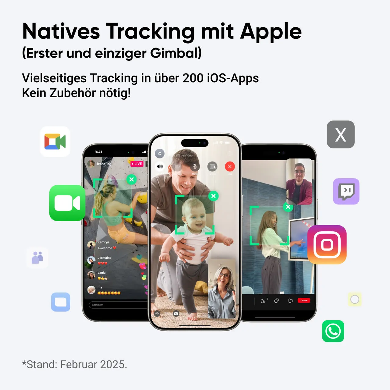 Erläuterung des nativen Trackings von Flow 2 Gimbals, unterstützt in über 200 iOS-Apps.