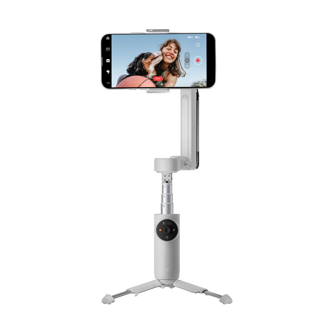 Flow gimbal with tripod extended and phone attached
