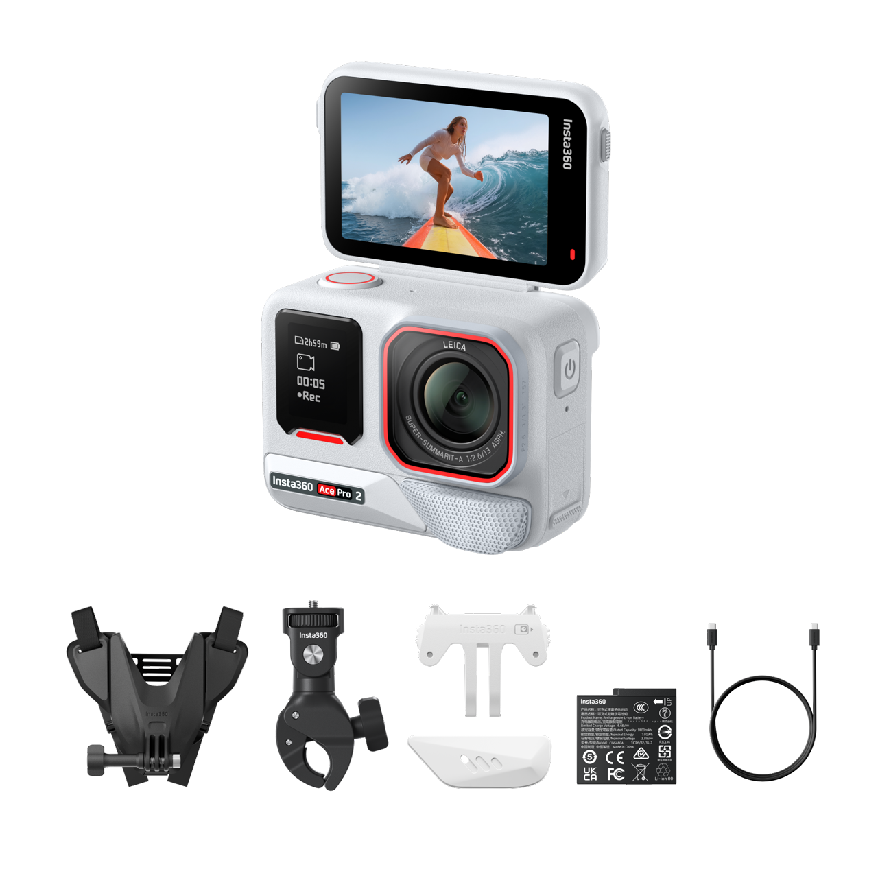 Insta360 Ace Pro 2 Paquete de Moto || Blanco ártico || Una batería