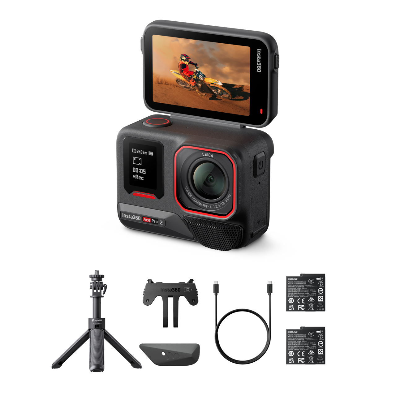 Insta360 Ace Pro 2 Pack Essenziale || Nero Notte || Doppia batteria