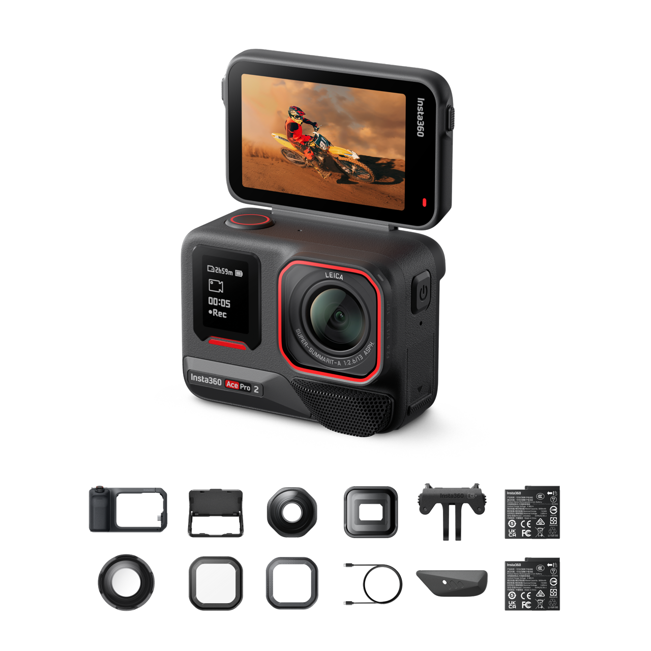 Insta360 Ace Pro 2 Paquete videográfico definitivo || Negro medianoche || Doble batería