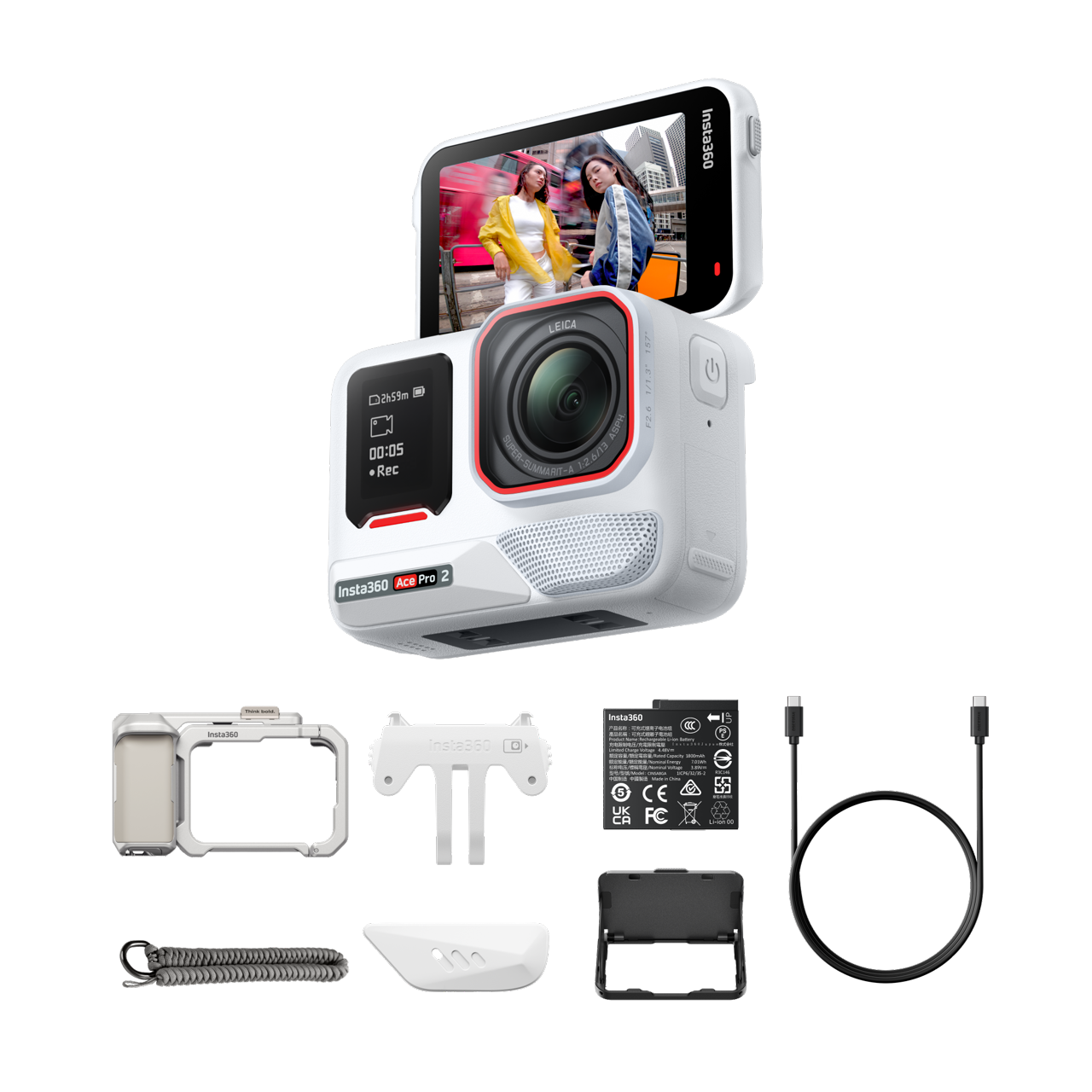 Insta360 Ace Pro 2 Paquete callejero || Blanco ártico || Una batería