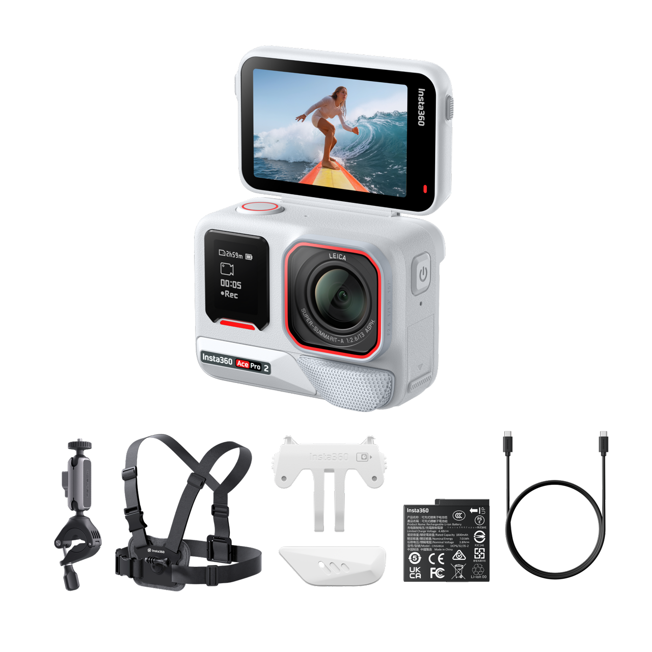 Insta360 Ace Pro 2 Paquete de Bici || Blanco ártico || Una batería