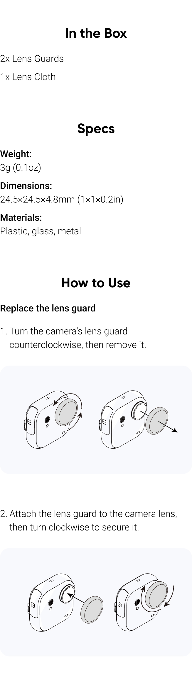 Lens Cover Cap Voor Insta360 GO Ultra - Zwarte Lensbeschermer Anti-Kras & Stofdicht
