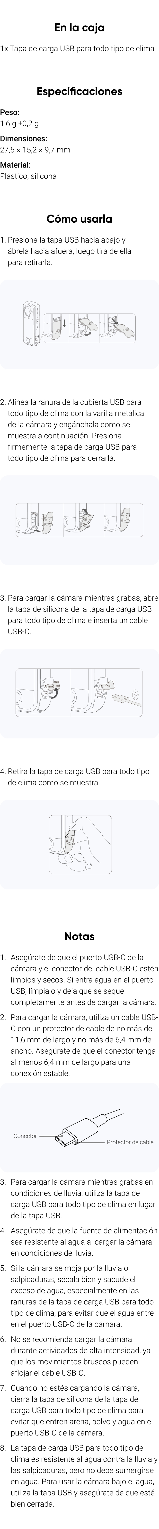 Funda USB Para Insta360 X5: Carga Segura Bajo Lluvia O Nieve Sin Quitarla