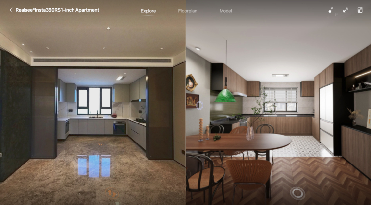 Image to show what the AI Virtual Renovation feature can do in the Realsee app.