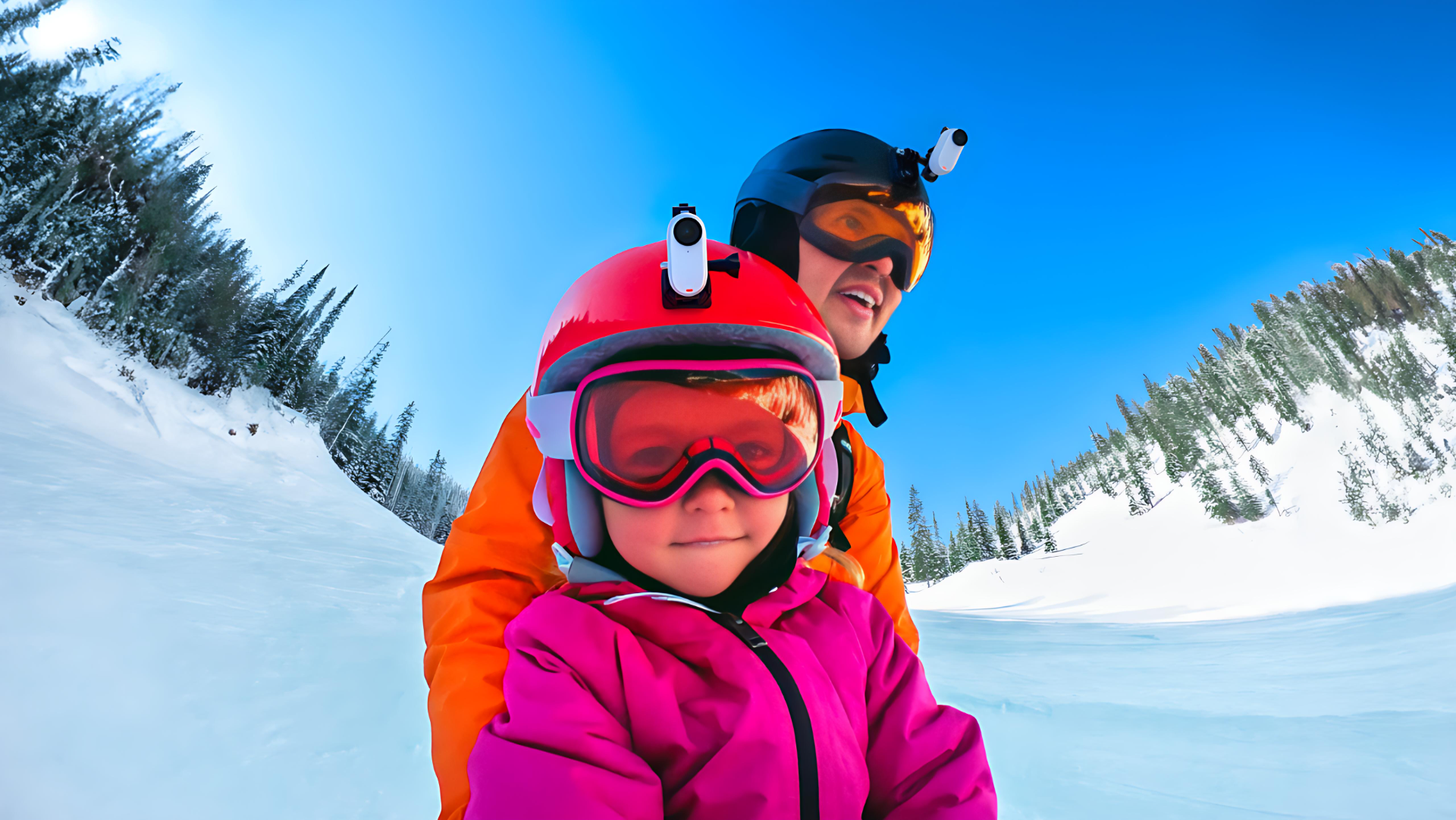 Insta360 GO 3S mounted on a snowboard helmet