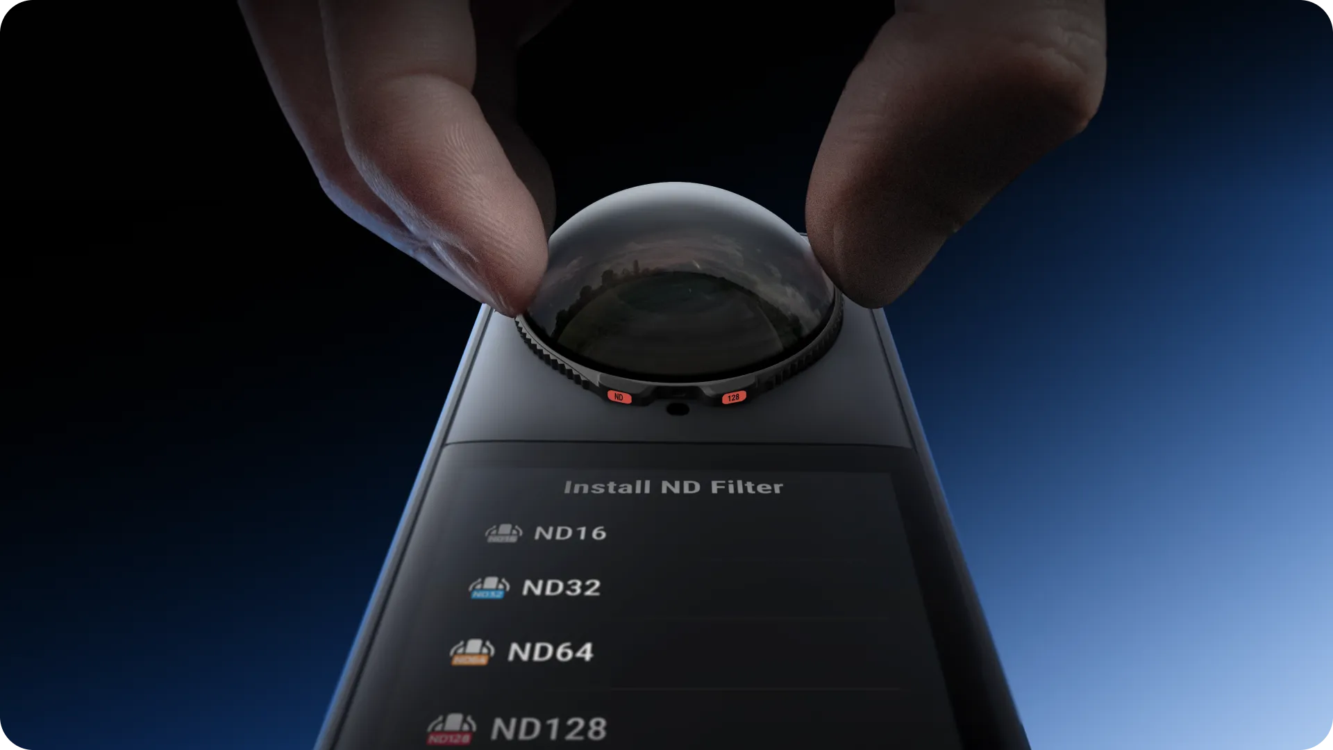 Insta360 X5 ND16 Filter on camera