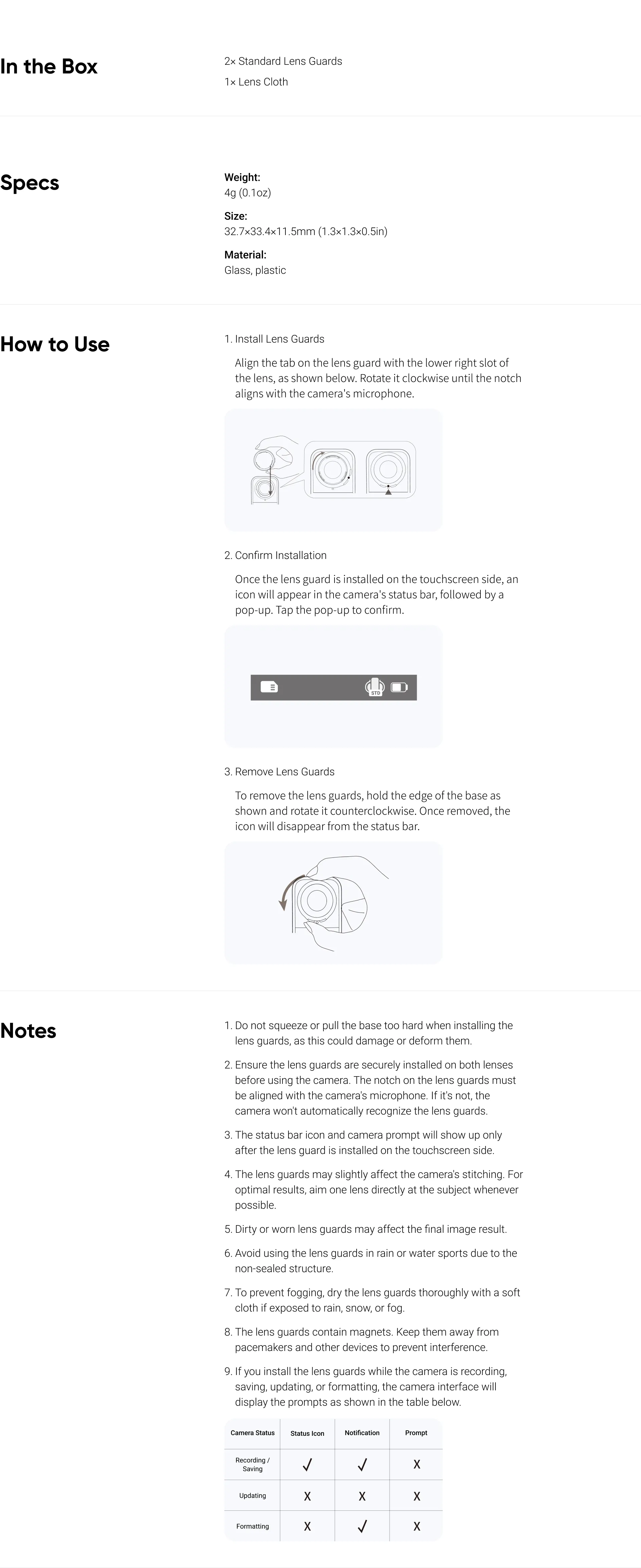 Standard Lens Guards Insta360 X4 Air — widok produktu