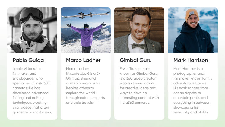 Judges for the Insta360 Outdoor Adventure Challenge.