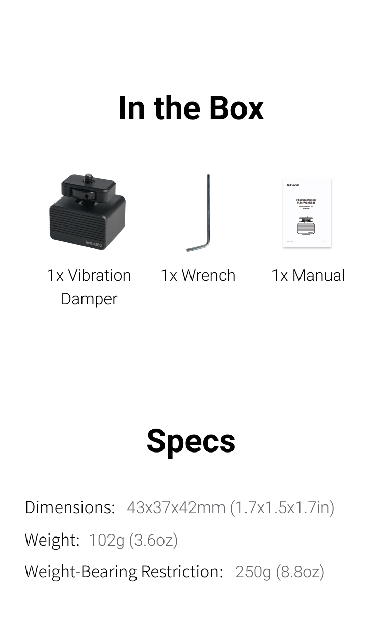 Insta360 Vibration Damper - Reduce Camera Shake For Smoother Footage