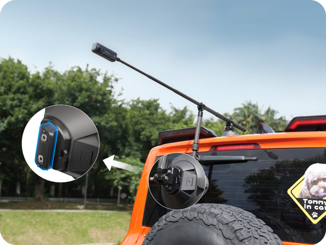 NEEWER Treppiede a Ventosa Tripla per Auto Compatibile con Insta360 X5 X4, GoPro, DJI OSMO 360, Kit Montaggio,Braccio Flessibile e Sgancio Rapido, Asta Estensibile 2in1/Monopiede per Selfie, CA065