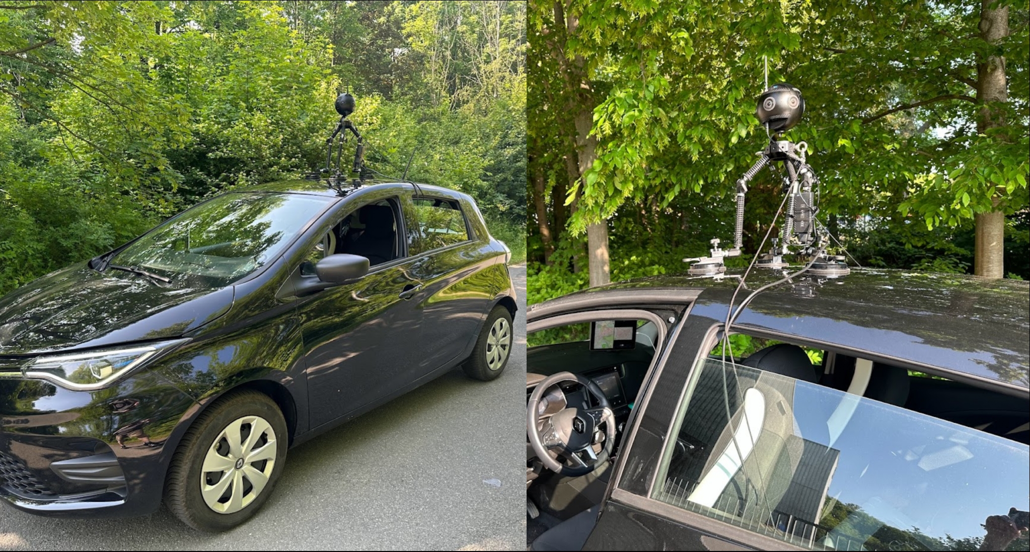 Insta360 Pro 2 mounted onto a car to map outdoor areas.