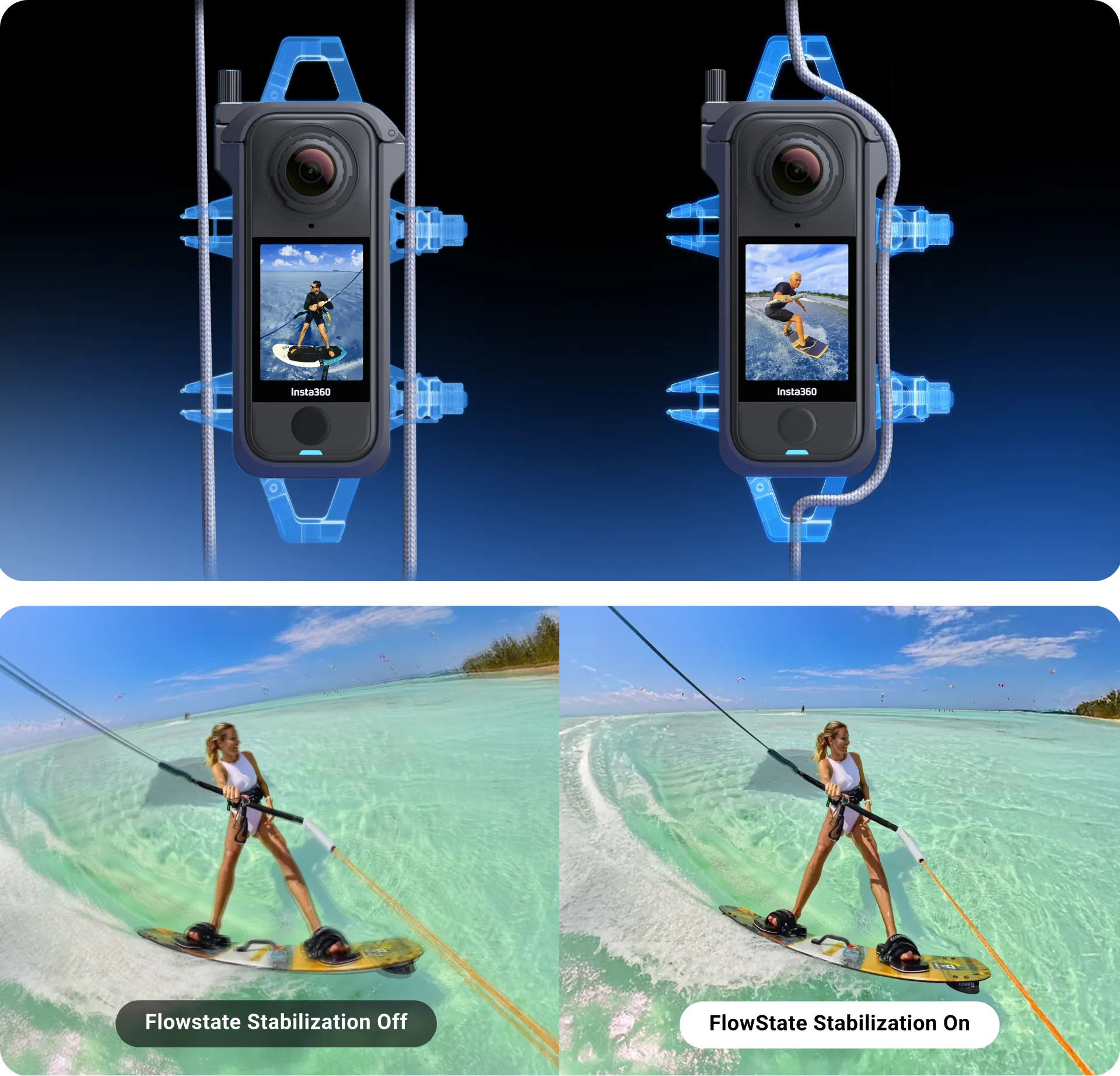 Metalowa rama i mocowanie kamery na uchwycie linowym Insta360