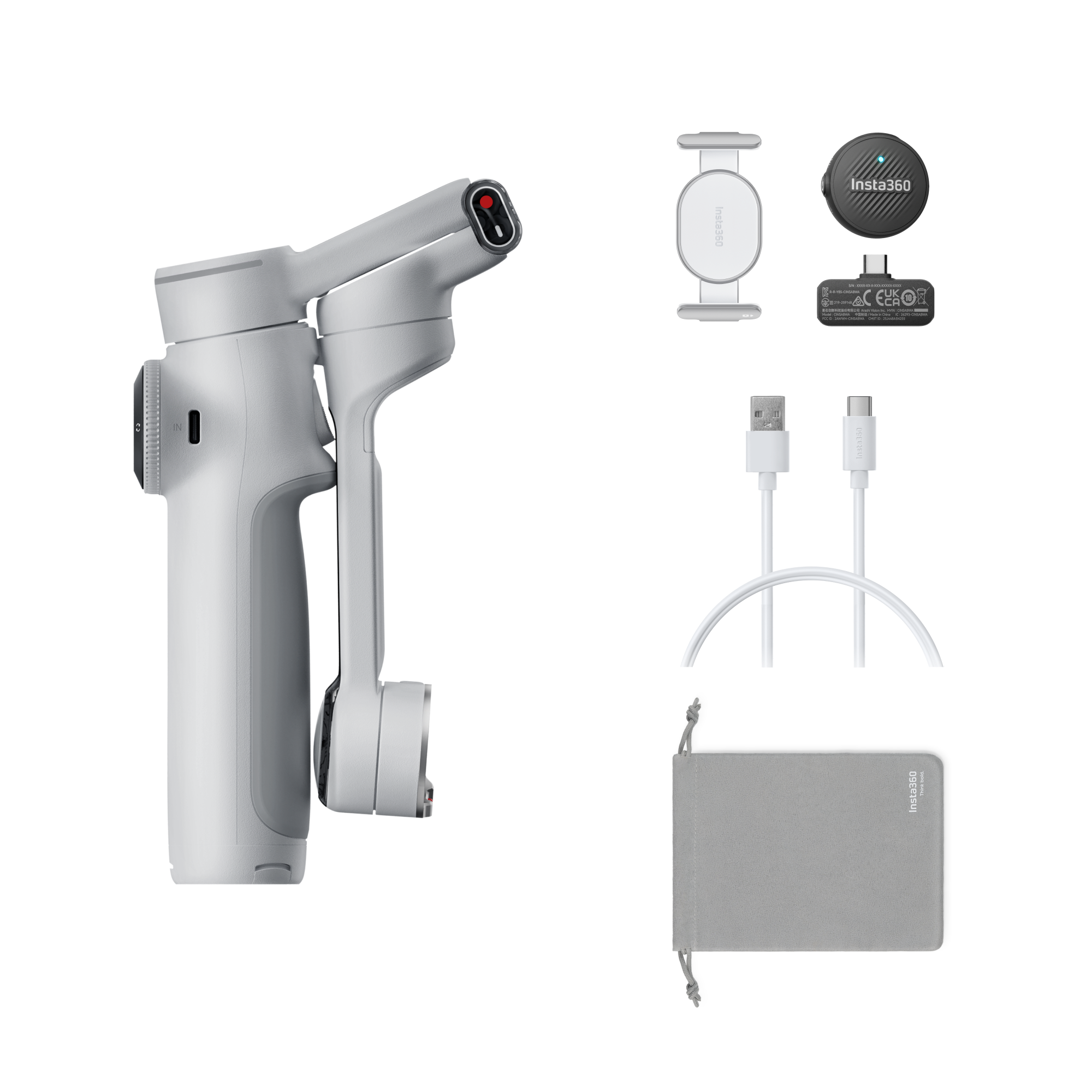 Insta360 Flow 2 Serie Flow 2 Pro Mic-Bundle || Hellgrau