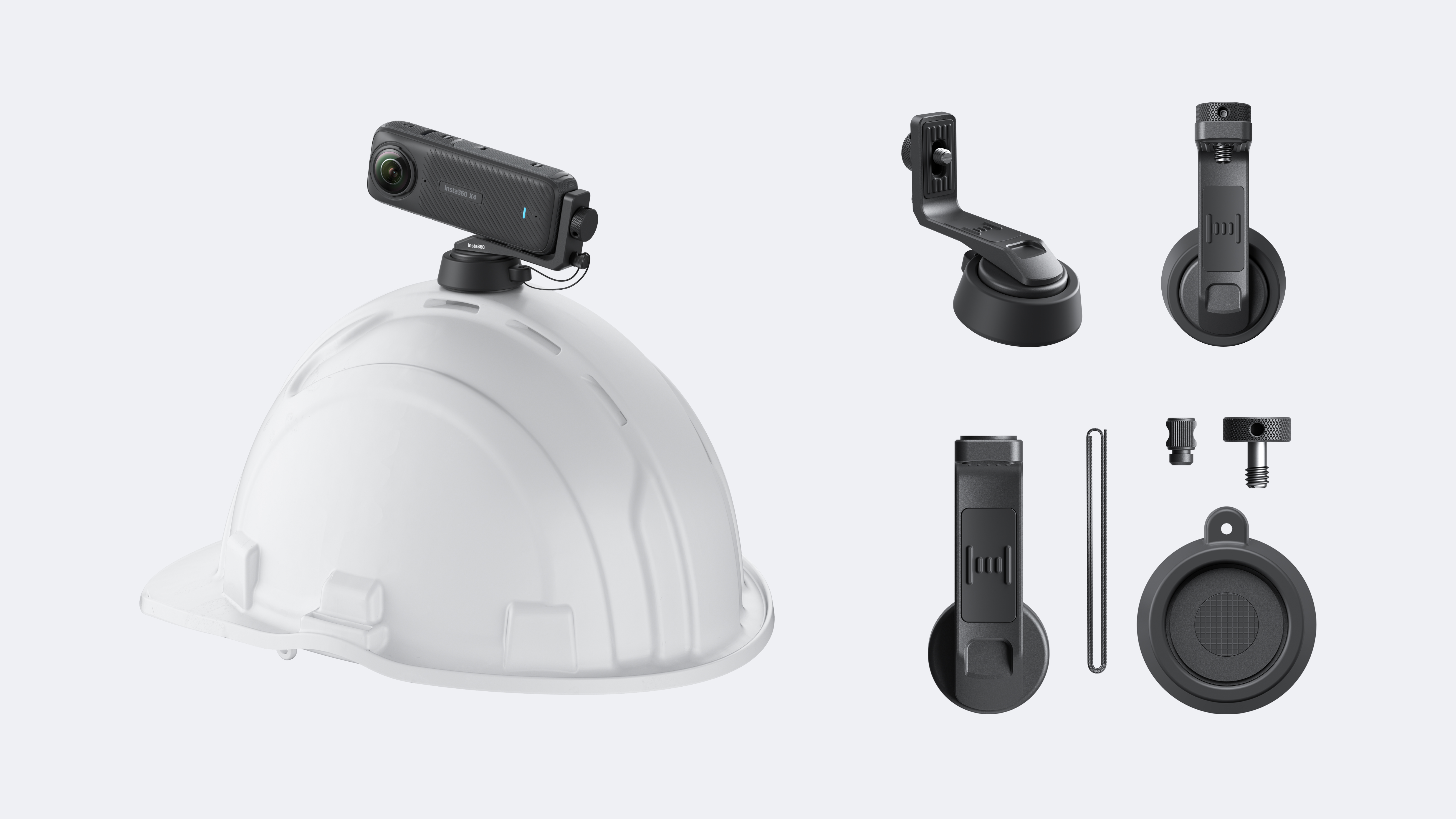 The new Insta360 Hard Hat Camera Mount with Insta360 X4.