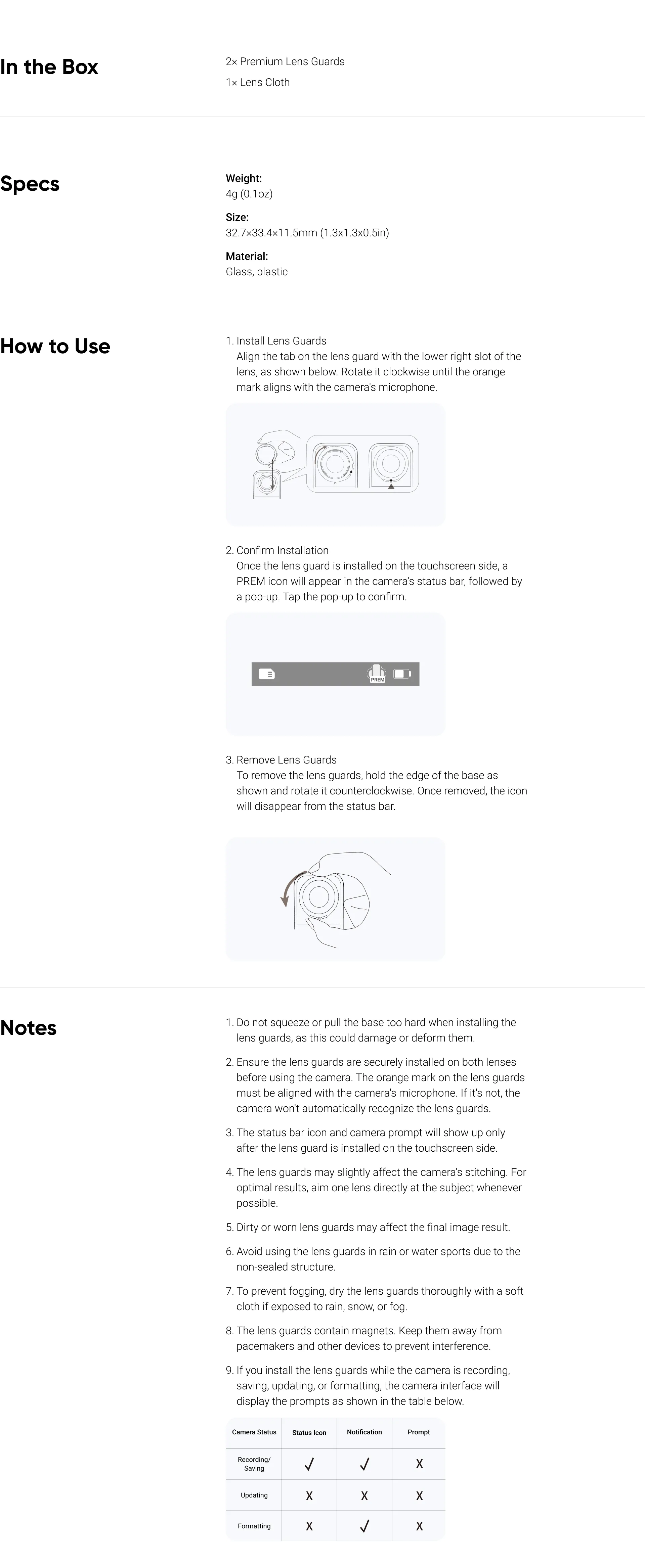 Premium Lens Guards — widok produktu