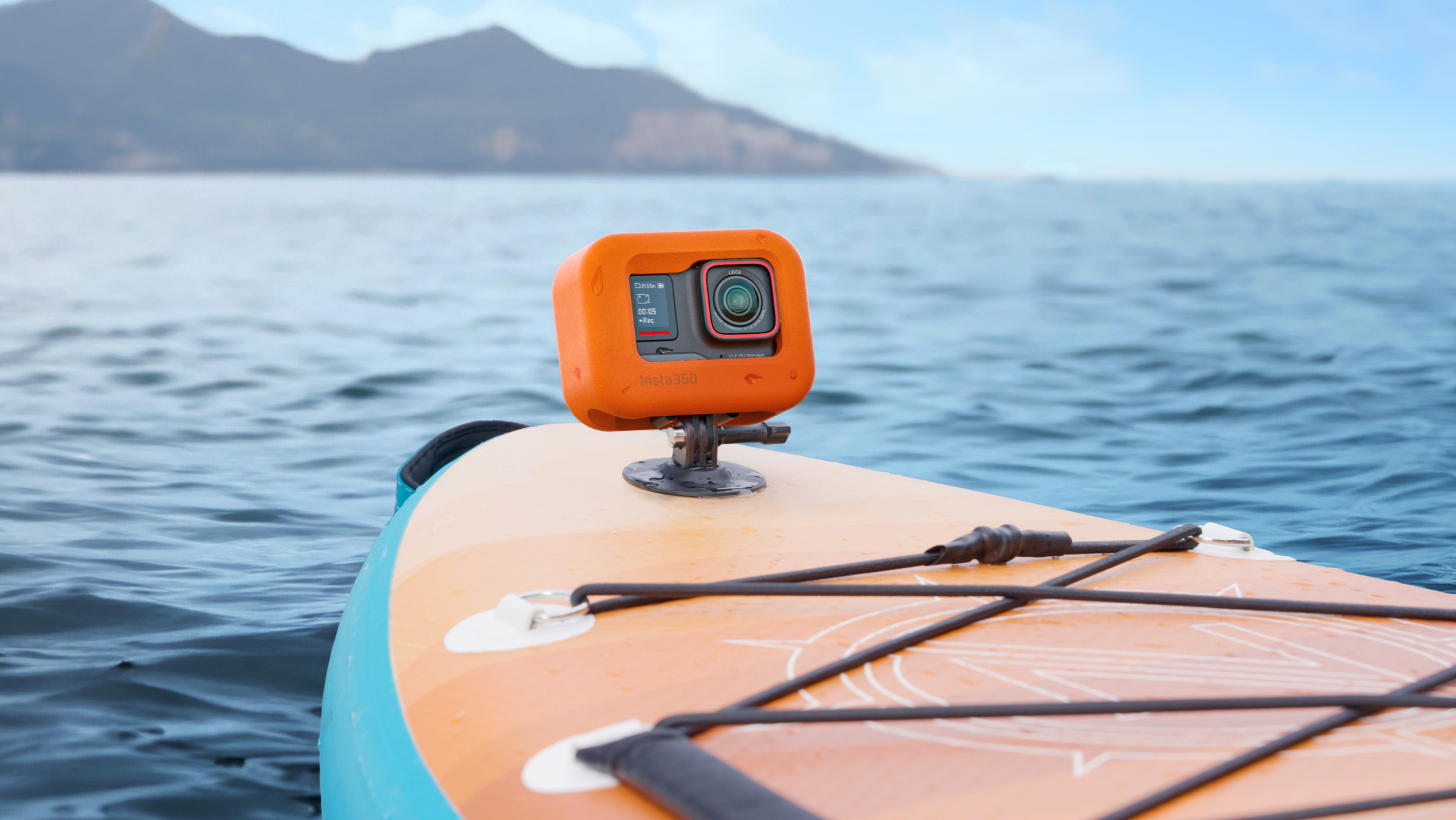 Insta360 Pro with Float Guard mounted on a board