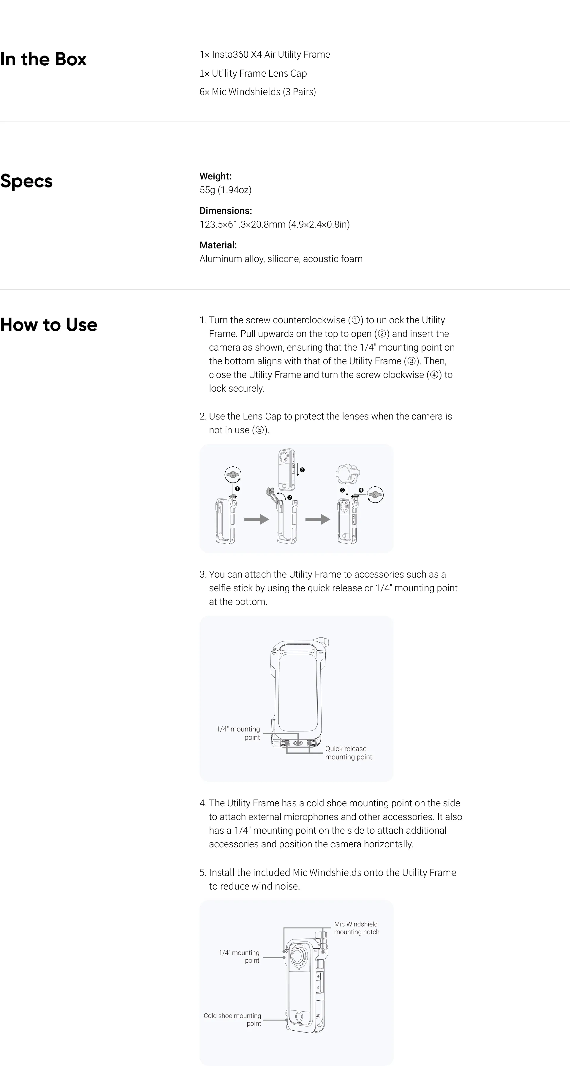 Utility Frame — prezentacja produktu Insta360 X4 Air