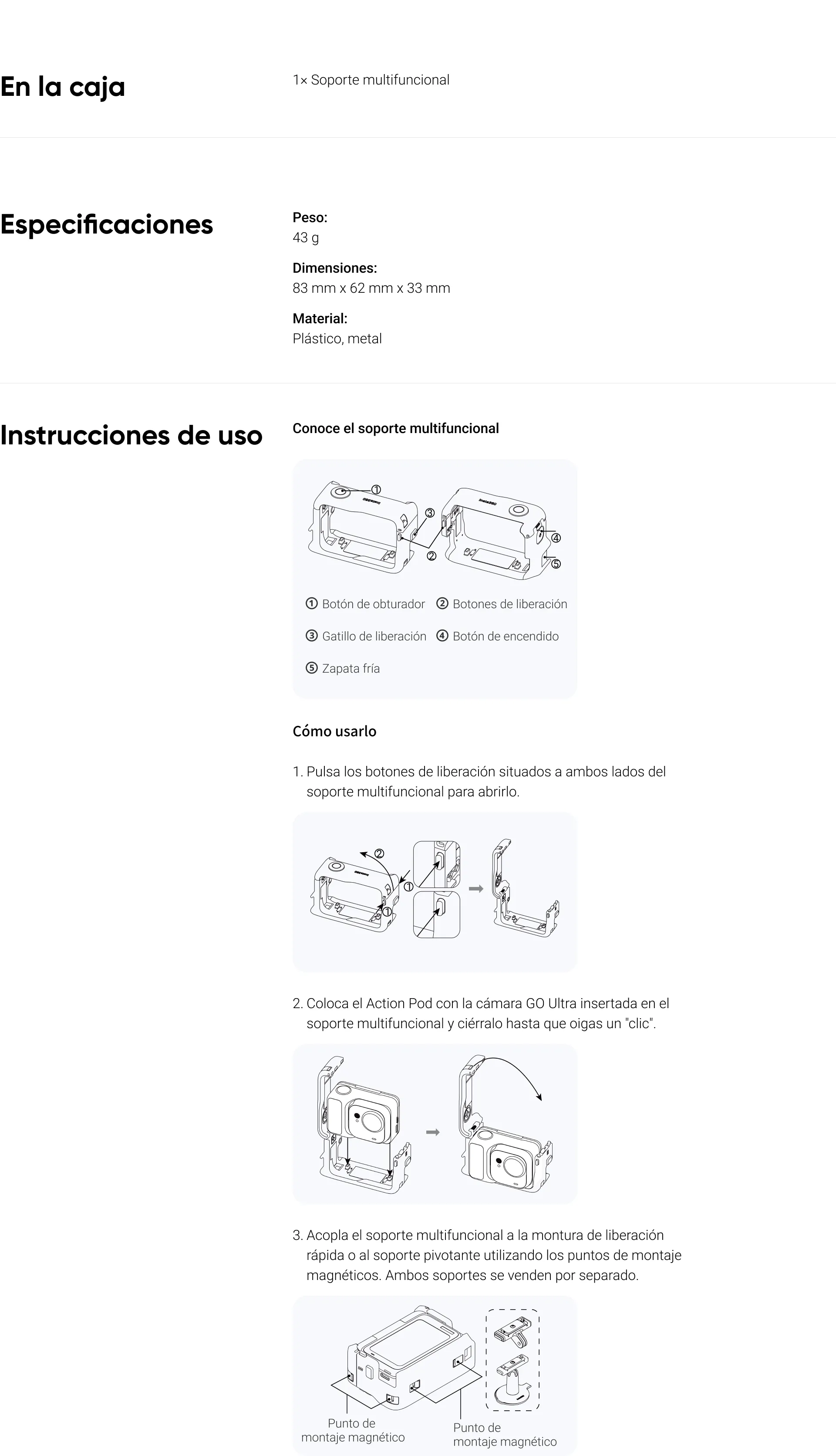 Contenido de la caja Utility Frame GO Ultra