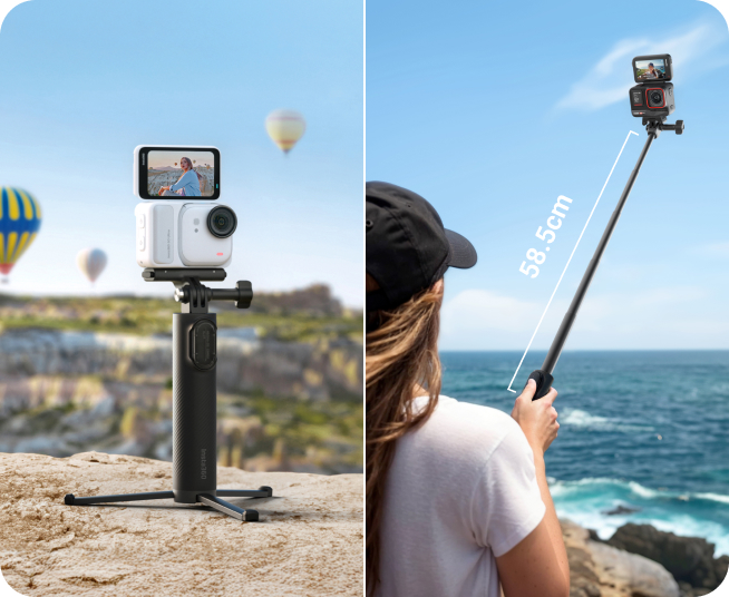 Insta360 Mini Treppiede 2.0 – Design 2 In 1 (selfie Stick E Treppiede), Bianco, Compatto E Leggero, Con Adattatore Universale Per Action Cam E Fotocamere