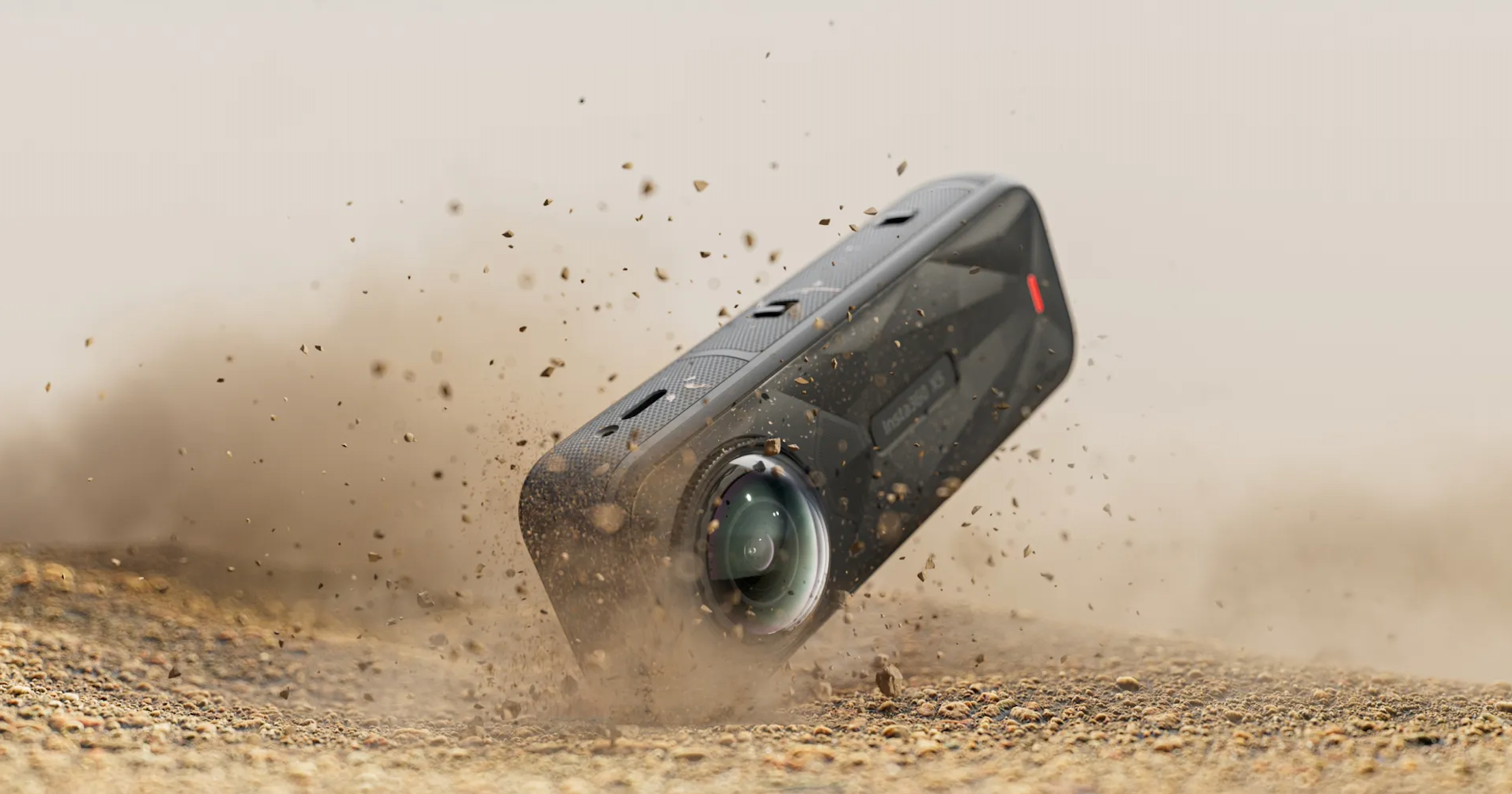 protective Insta360 X5 lens guards attached to camera for durability