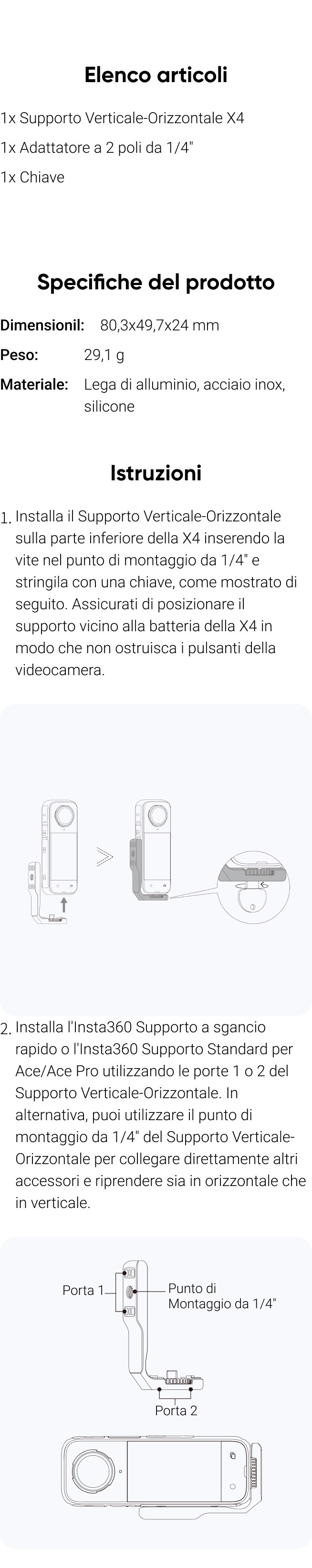 Hensych Supporto base per Insta360 X3, supporto da tavolo verticale