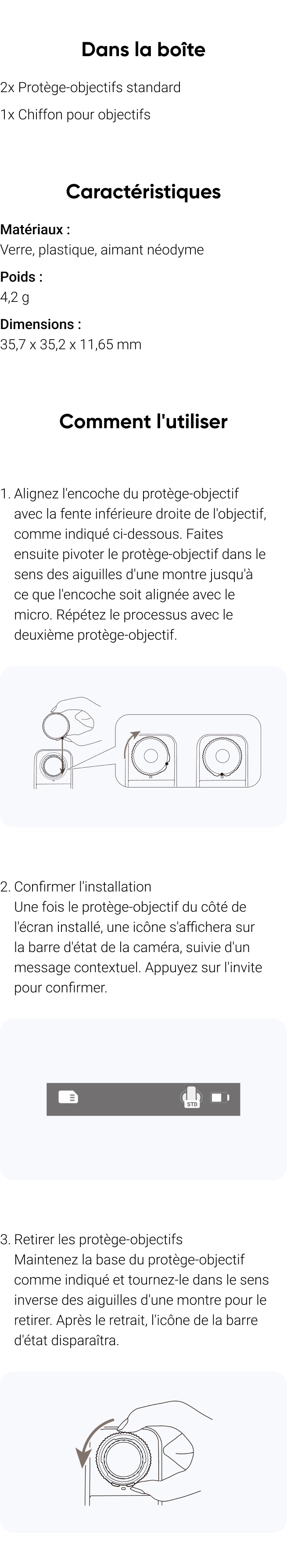 Cache Objectif Pour Insta 360 X5 - Verre PMMA Haute Résistance, Dureté 9H, Anti-rayures - Protection Facile à Installer