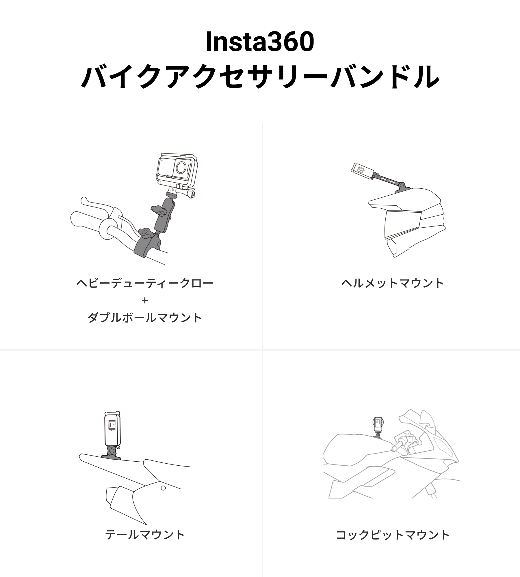 Insta360 INSTA360-ONEX2-P20 バイクアクセサリーバンドル (ONE RS/GO