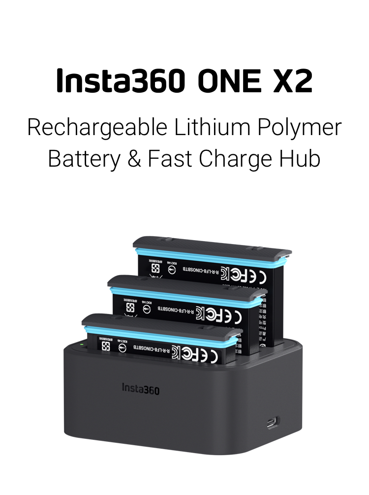ONE X2 Battery & Fast Charge Hub Bundle - Includes Fast Charge Hub + 2  Batteries (1630mAh) for Insta360 ONE X2 360 Camera (3 Items)