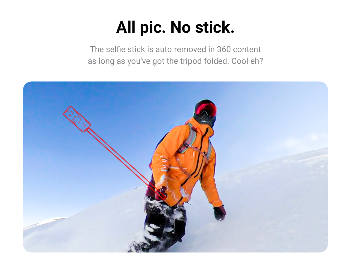 Insta360 2-in-1 Invisible Selfie Stick + Tripod, Compatible with