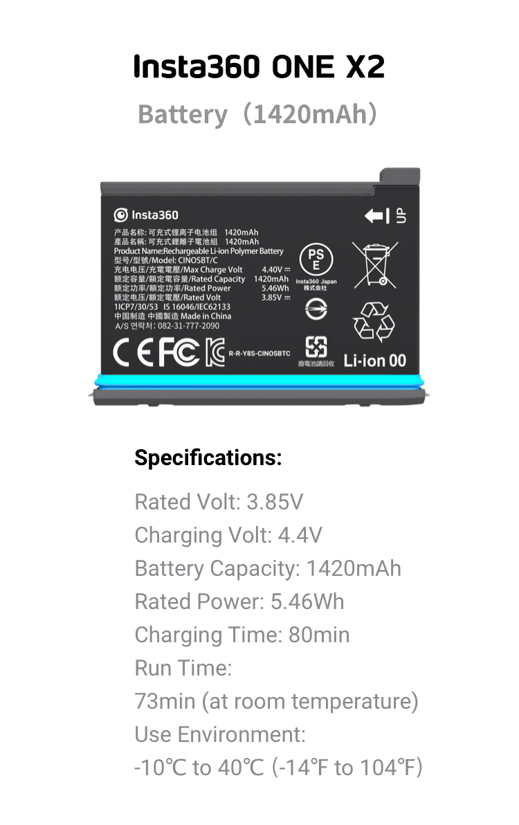 thumbnail image 2 of Kastar Triple LED Battery Charger For Insta360 ONE X2 & 360° Cameras – 1700mAh 2 of 3