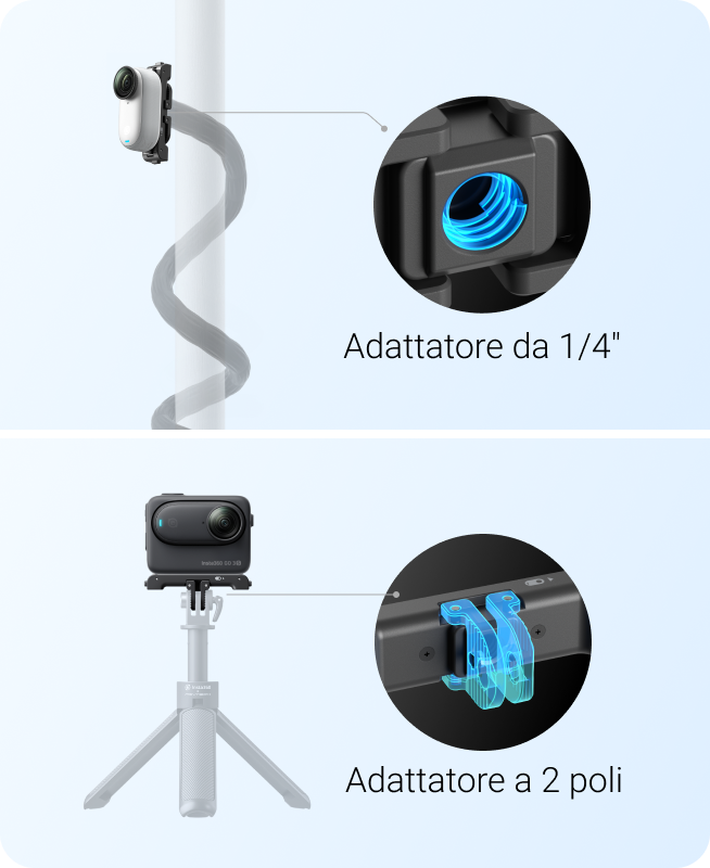 Staffa Magnetica Con Ricarica Per Insta360 GO 3/GO 3S - Supporto Adattatore In Alluminio Con Rotazione 360°