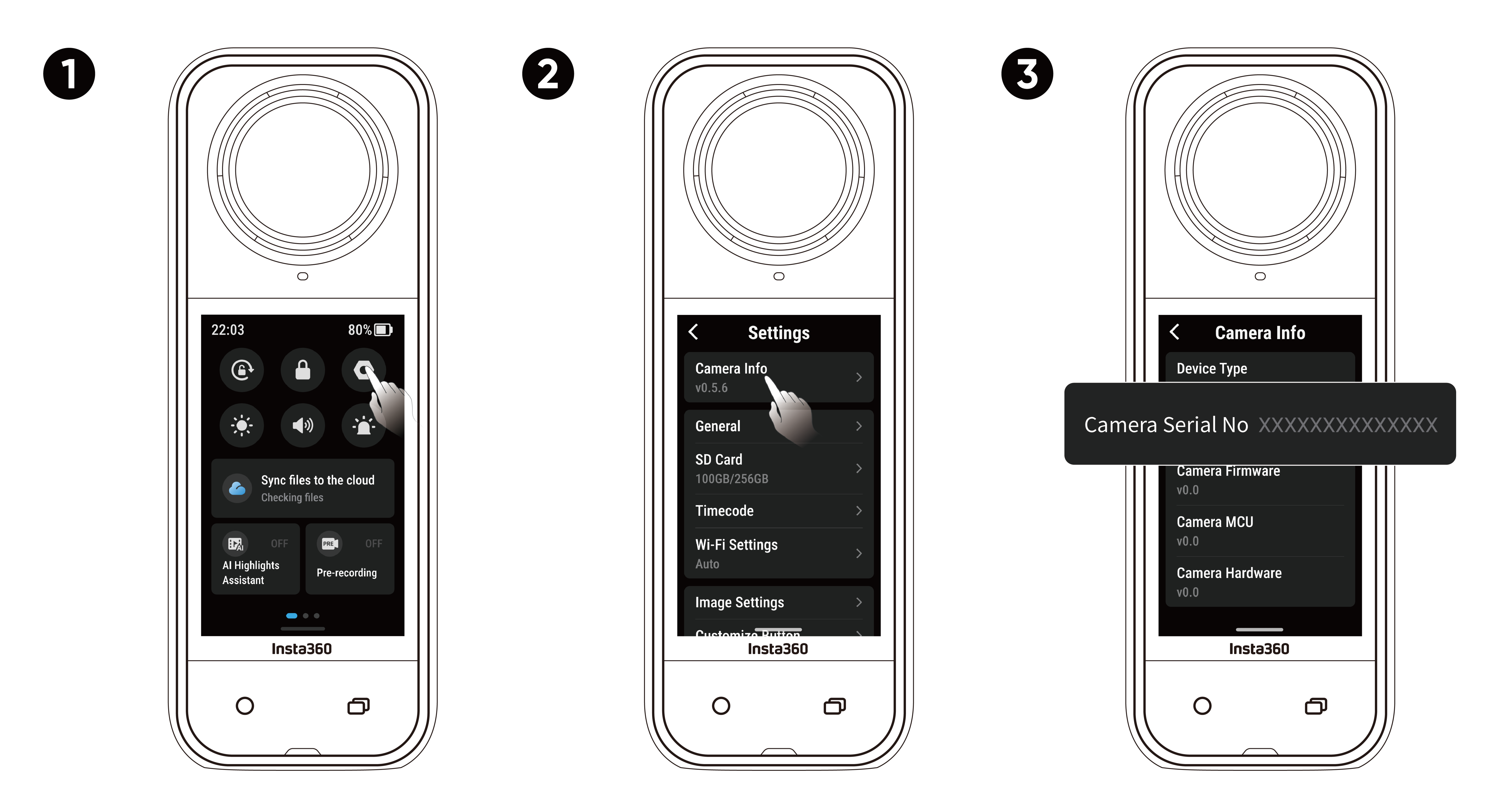 Insta360 x5 Camera Tutorial-シリアル番号の確認